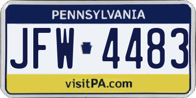 PA license plate JFW4483