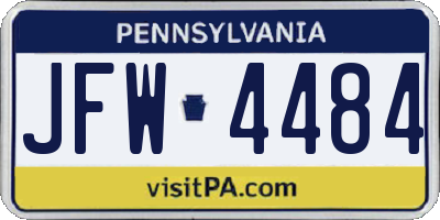 PA license plate JFW4484