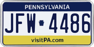 PA license plate JFW4486