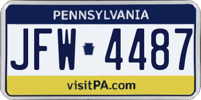 PA license plate JFW4487
