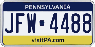PA license plate JFW4488