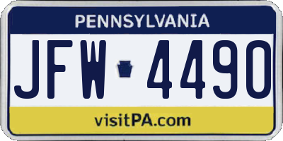 PA license plate JFW4490