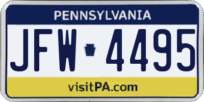 PA license plate JFW4495
