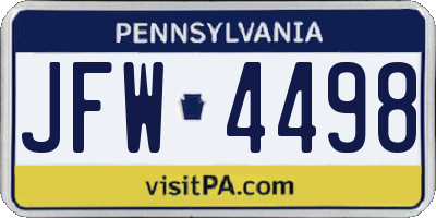 PA license plate JFW4498