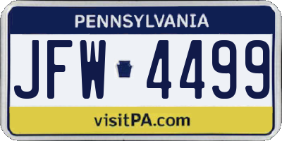 PA license plate JFW4499