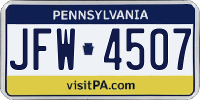 PA license plate JFW4507