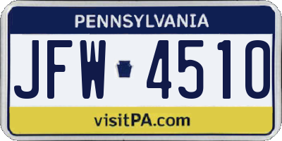 PA license plate JFW4510