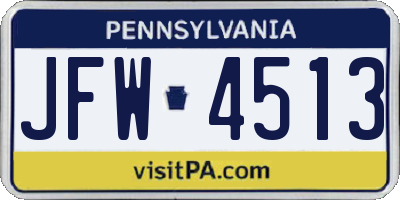 PA license plate JFW4513