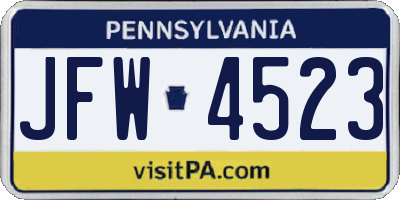 PA license plate JFW4523