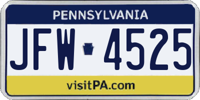 PA license plate JFW4525