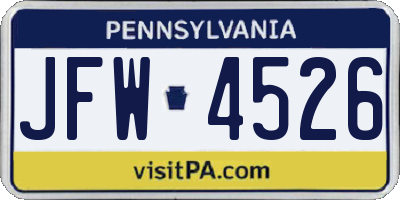 PA license plate JFW4526