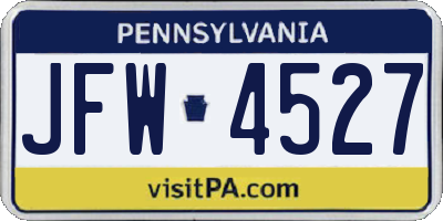 PA license plate JFW4527