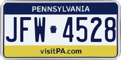 PA license plate JFW4528