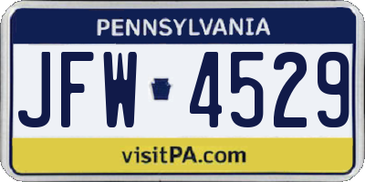 PA license plate JFW4529
