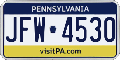 PA license plate JFW4530