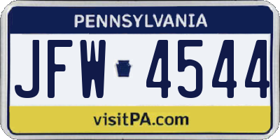 PA license plate JFW4544