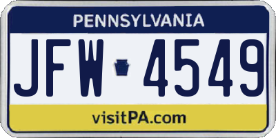 PA license plate JFW4549