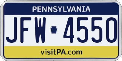 PA license plate JFW4550