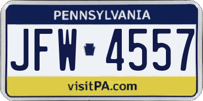 PA license plate JFW4557