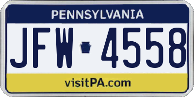 PA license plate JFW4558