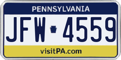 PA license plate JFW4559