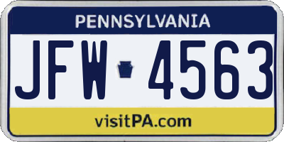 PA license plate JFW4563