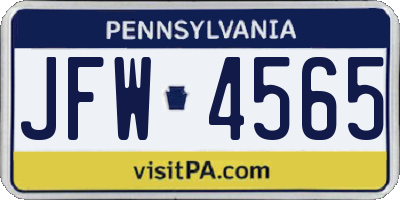 PA license plate JFW4565