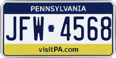 PA license plate JFW4568