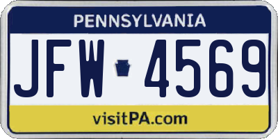 PA license plate JFW4569