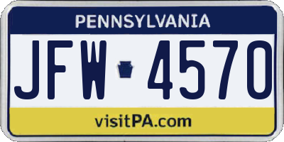 PA license plate JFW4570
