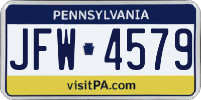 PA license plate JFW4579