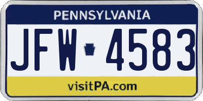 PA license plate JFW4583