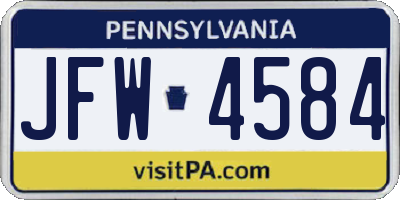 PA license plate JFW4584