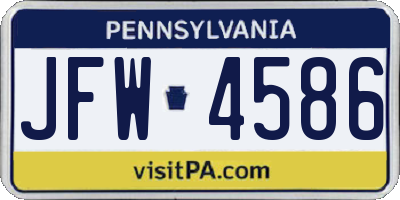 PA license plate JFW4586