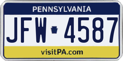 PA license plate JFW4587