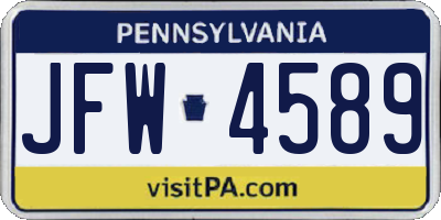 PA license plate JFW4589
