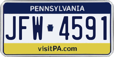 PA license plate JFW4591