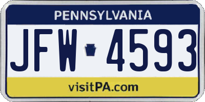 PA license plate JFW4593