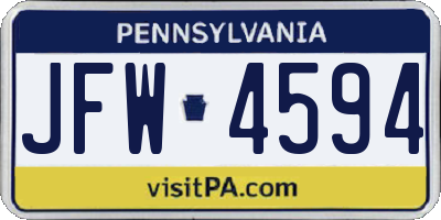 PA license plate JFW4594