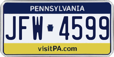 PA license plate JFW4599