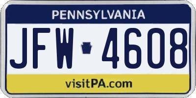 PA license plate JFW4608
