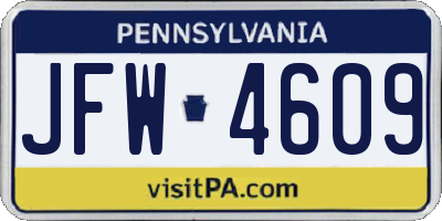 PA license plate JFW4609