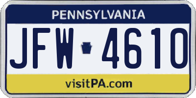 PA license plate JFW4610