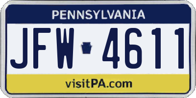 PA license plate JFW4611