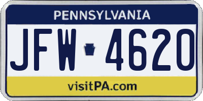 PA license plate JFW4620