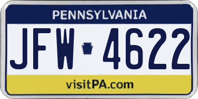 PA license plate JFW4622