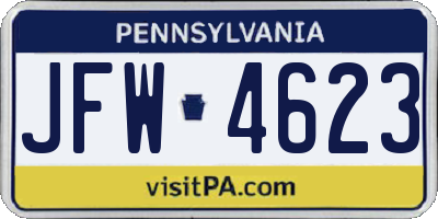 PA license plate JFW4623