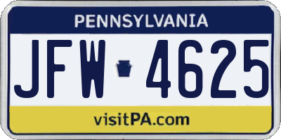 PA license plate JFW4625