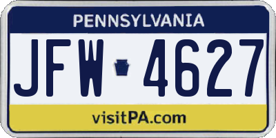 PA license plate JFW4627