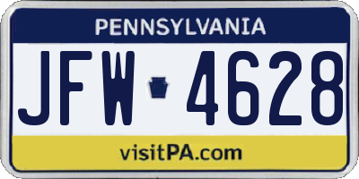 PA license plate JFW4628